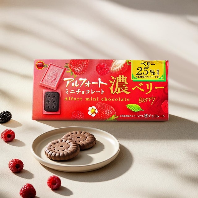 BOURBON Alfort Mini Chocolate Berry Cookies, 2.11 oz