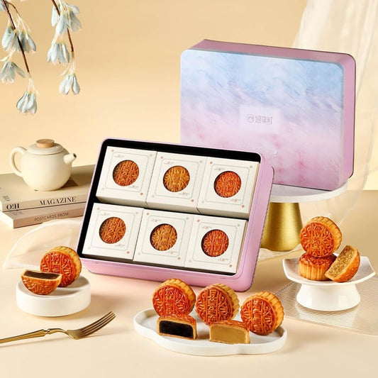 Elegant Food Autumn Painting Mooncake Gift Box 6 pieces 12.69 oz
